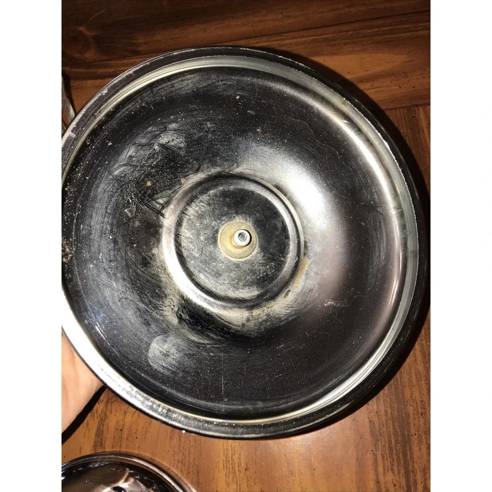 Vintage Lazy Susan Lid Bottom Glass‎ relish Jelly Dish Stainless Steel Bowl